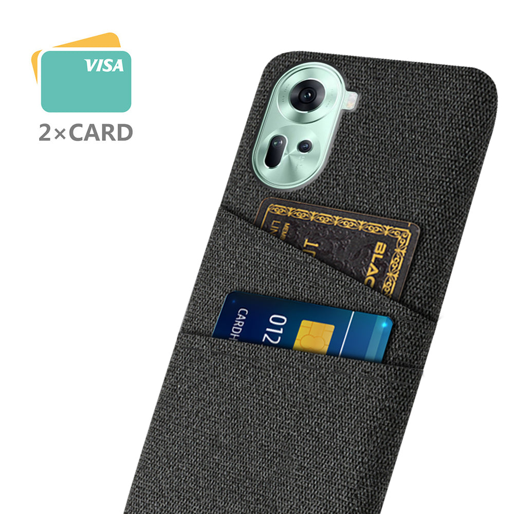 Back Cover for Oppo Reno11 5G (Global) Dual Card Holder Cloth Texture Hard PC Cell Phone Case Back Cover for Oppo Reno11 5G (Global) Dual Card Holder Cloth Texture Hard PC Cell Phone Case